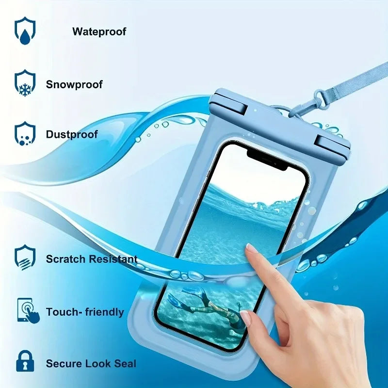 Universal Clear Waterproof Phone Dry Bag – EVA Swimming Case Waterproof Phone Bag SWANS Blue 1pc