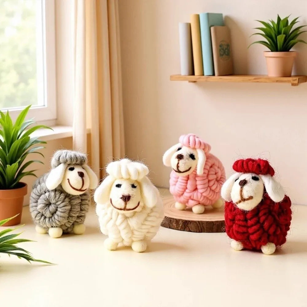 Wool Felt Christmas Sheep Figurine – Nordic Cartoon Decor Christmas Figurine SWANS