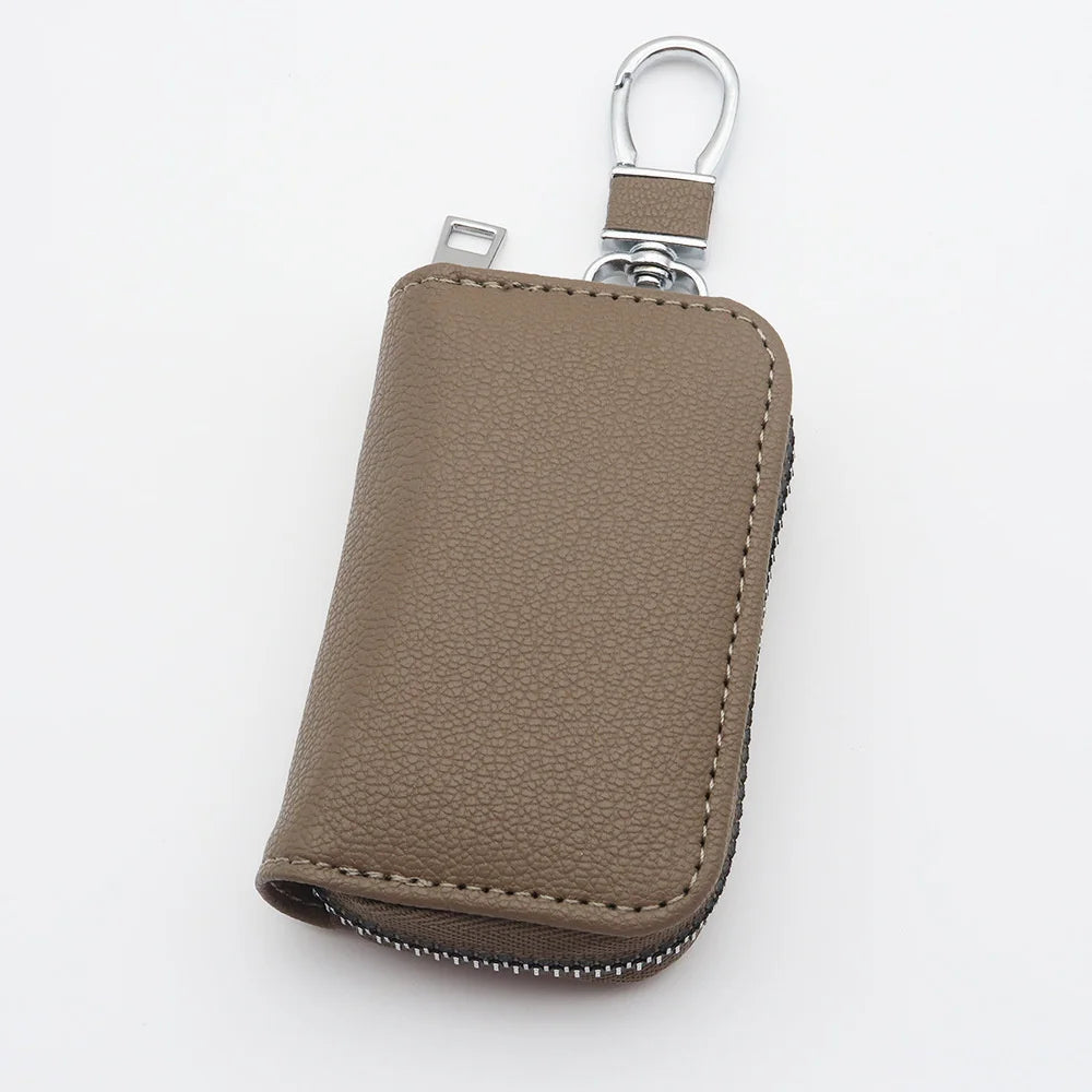 Unisex PU Leather Key Wallet Organizer – Zipper Key Case Key Wallet Organizer SWANS Coffee
