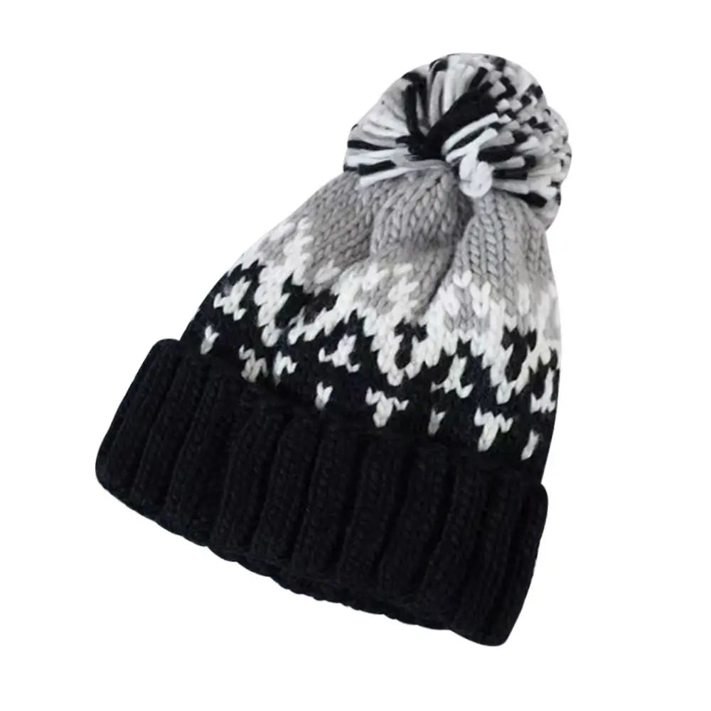 Women's Thickened Pompom Knit Beanie Hat with Ear Flaps Winter Knit Beanie SWANS