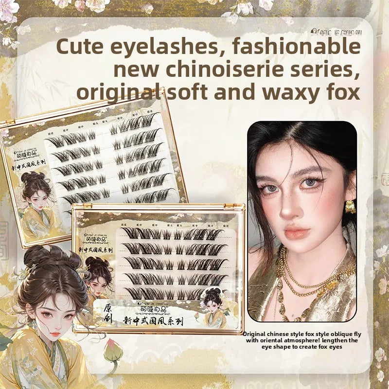 Self-Adhesive Cluster Lashes – Fox Eye Wispy Volume No Glue False Eyelash Clusters SWANS