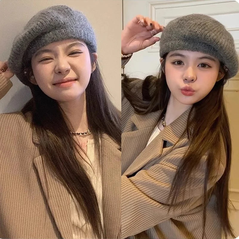 Women's Wool Blend Beret – Warm Knit French Artist Cap Women's Beret Hat SWANS