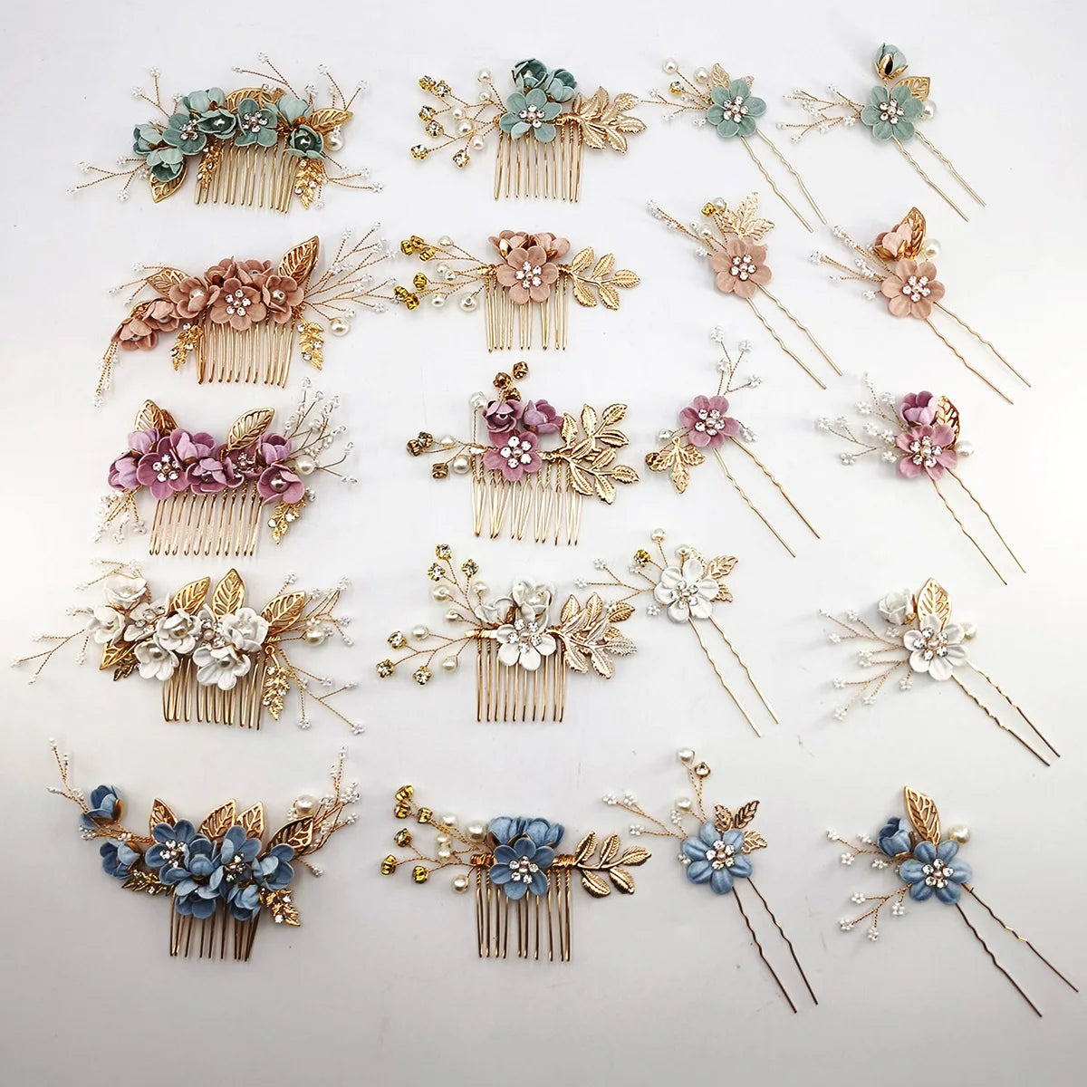 4-Piece Pearl Zircon Bridal Hair Comb Set – Wedding Jewelry Bridal Hair Combs SWANS