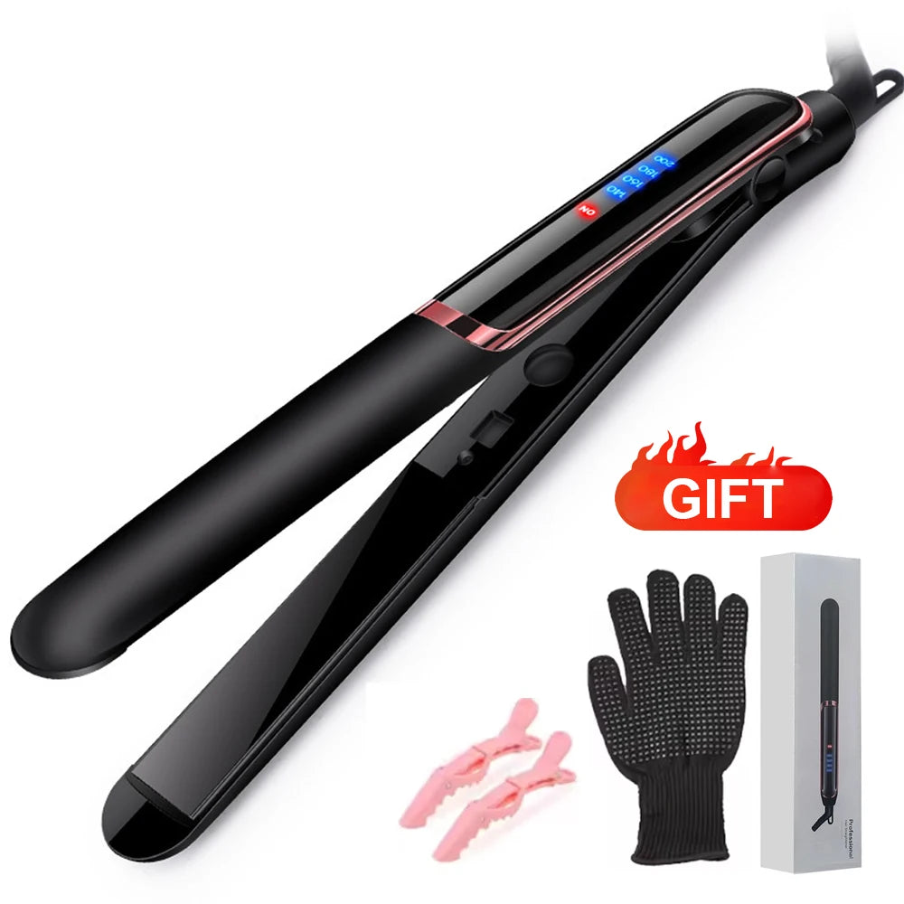 YIBER 26MM 2-in-1 Negative Ion Hair Straightener Curling Iron Hair Straightener Iron SWANS Black Set UK