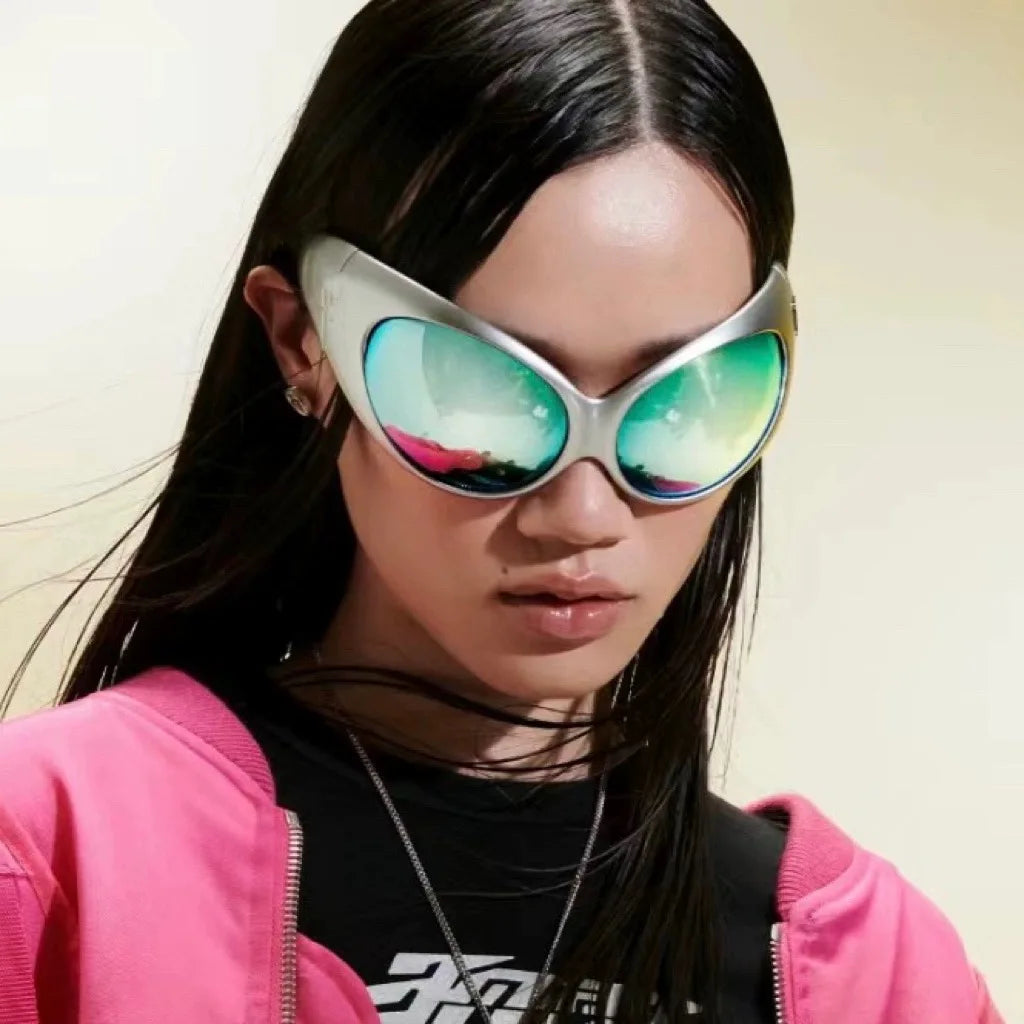 Y2K Oversized Cat Eye Sunglasses UV400 Mirrored – Unisex Cat Eye Sunglasses SWANS