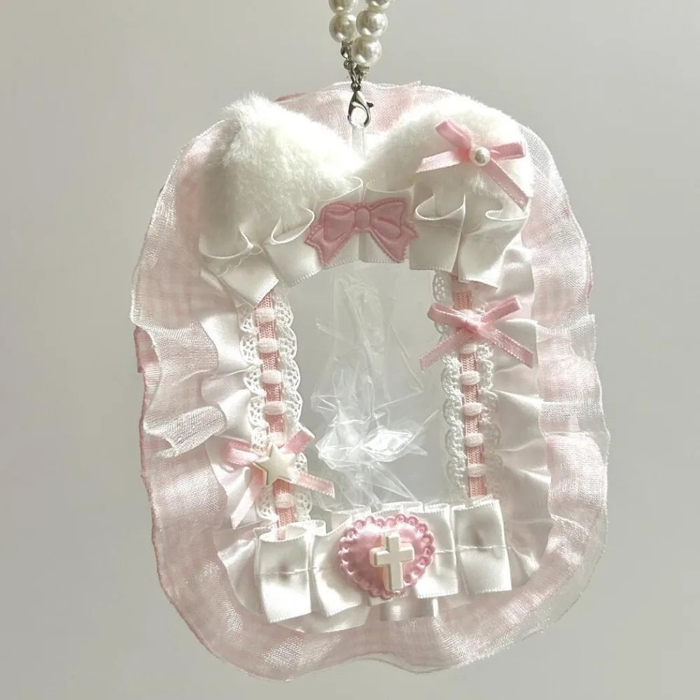 Sweet Plush Photocard Holder Lolita Ribbon Lace Anime Case Photocard Holder SWANS C