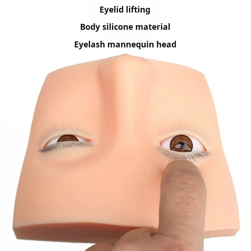 Eyelash Extension Practice Mannequin Head – 3D Silicone Open Eye Lash Practice Mannequin SWANS Skin Color B NONE