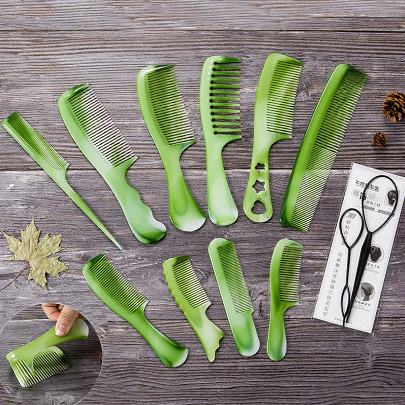 10-Pack Green Hair Comb Set – Coarse & Fine Tooth Styling Hair Comb Set SWANS