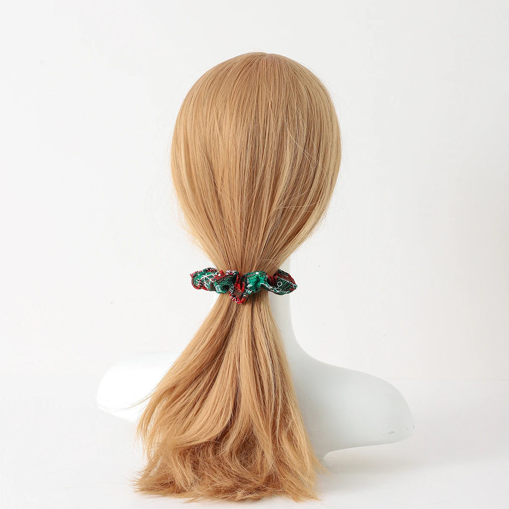 Christmas Snowflake Fabric Scrunchie – Gentle Hair Tie Hair Scrunchie SWANS