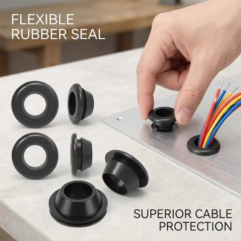 70-Piece Rubber Grommet Kit – Cable Wire Protector & Hole Seal Rubber Grommet Kit SWANS