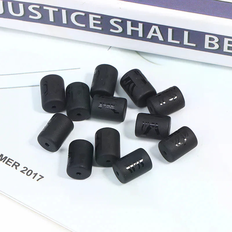 12 Zodiac Constellation Matte Black Onyx Cylinder Beads Charms Jewelry Making Beads SWANS