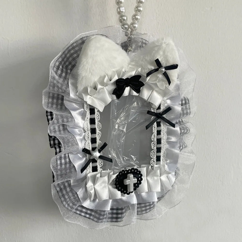 Sweet Plush Photocard Holder Lolita Ribbon Lace Anime Case Photocard Holder SWANS I