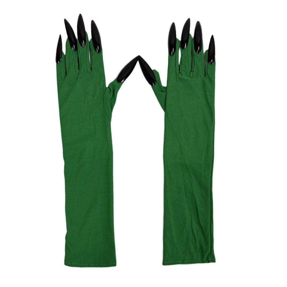 Halloween Ghost Claw Gloves – Long Nail Cosplay Opera Gloves Costume Gloves SWANS Green-Black Nails