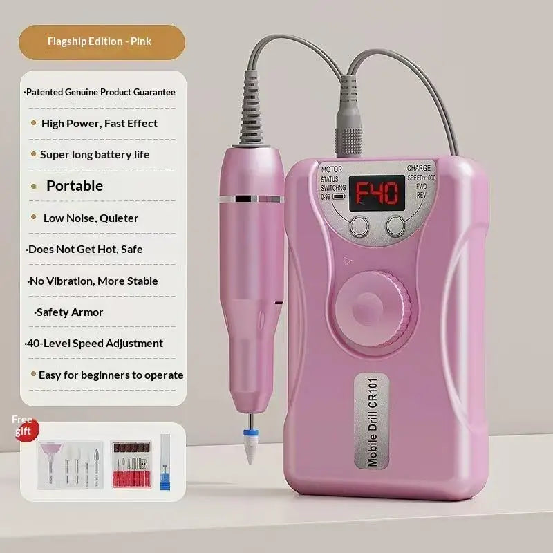 YOVIP 40000RPM Electric Nail Drill Machine – Rechargeable Set Electric Nail Drill SWANS Pink USB Type-C
