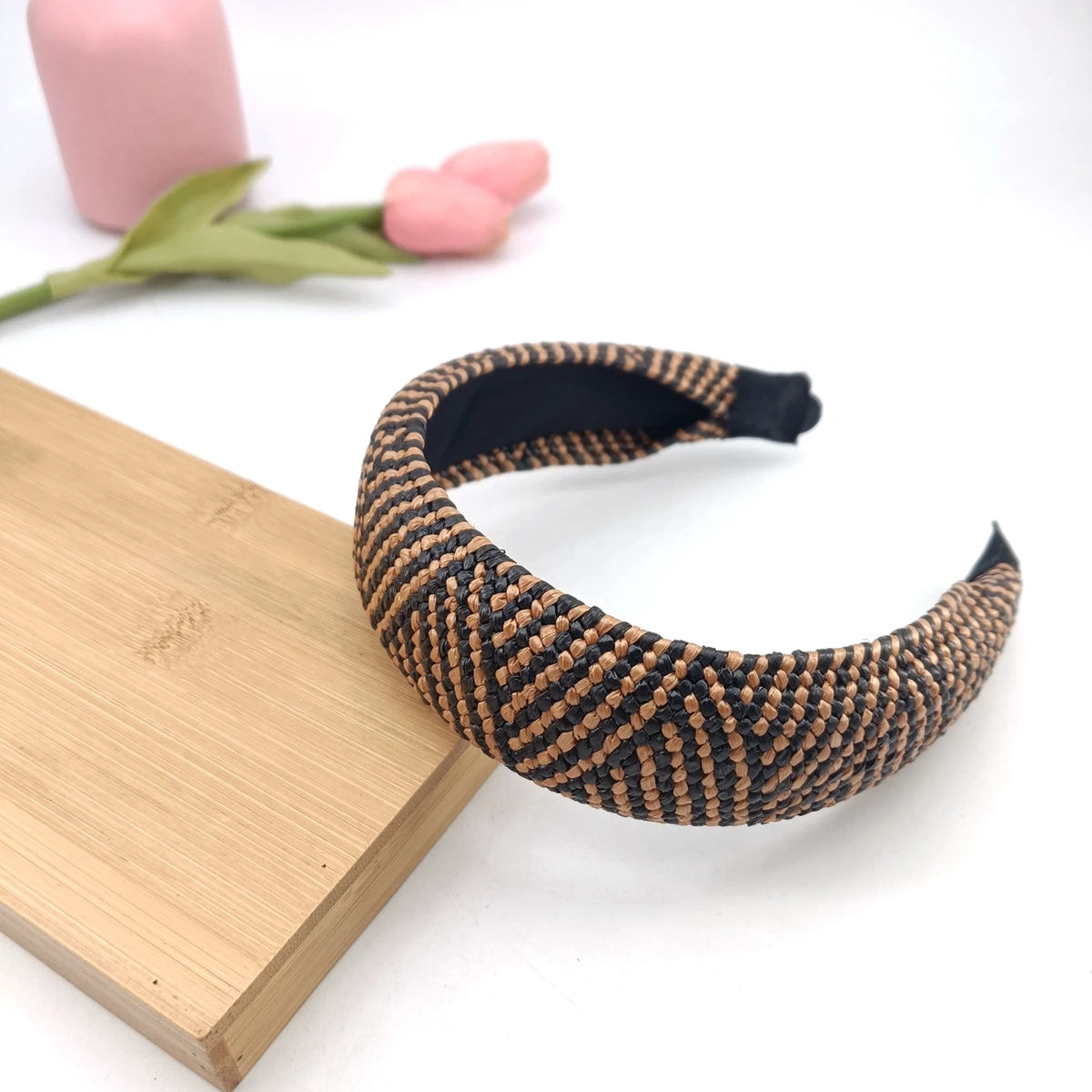 Woven Straw Hair Hoops for Women – Boho Headband 2-Pack Hair Headband SWANS 04