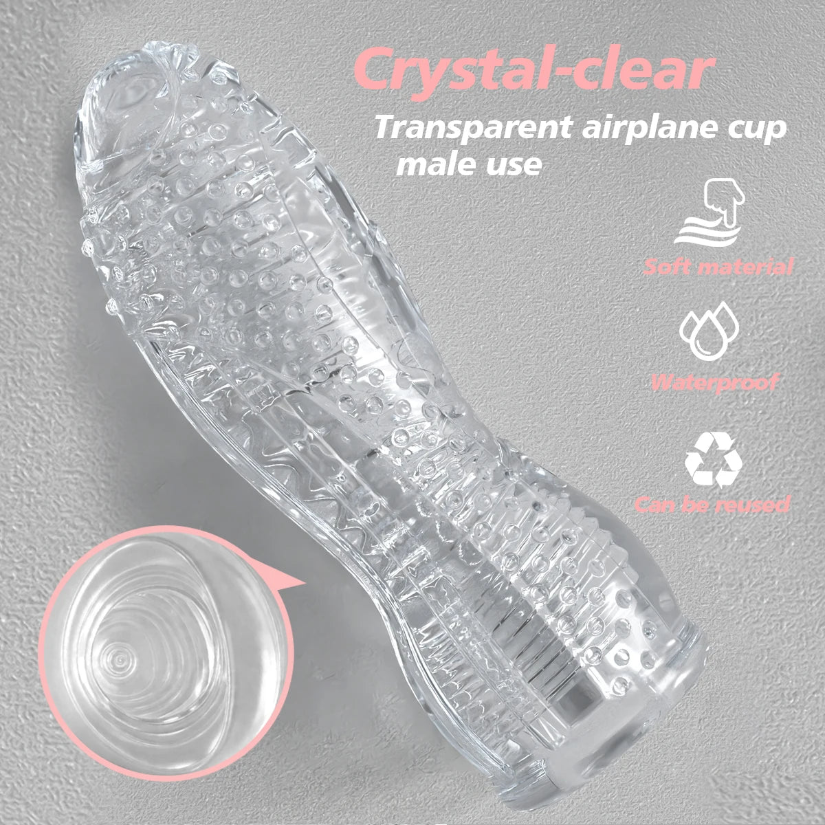 Transparent Vacuum Pocket Stroker – Soft TPE Male Pleasure Cup Male Pleasure Stroker SWANS HS