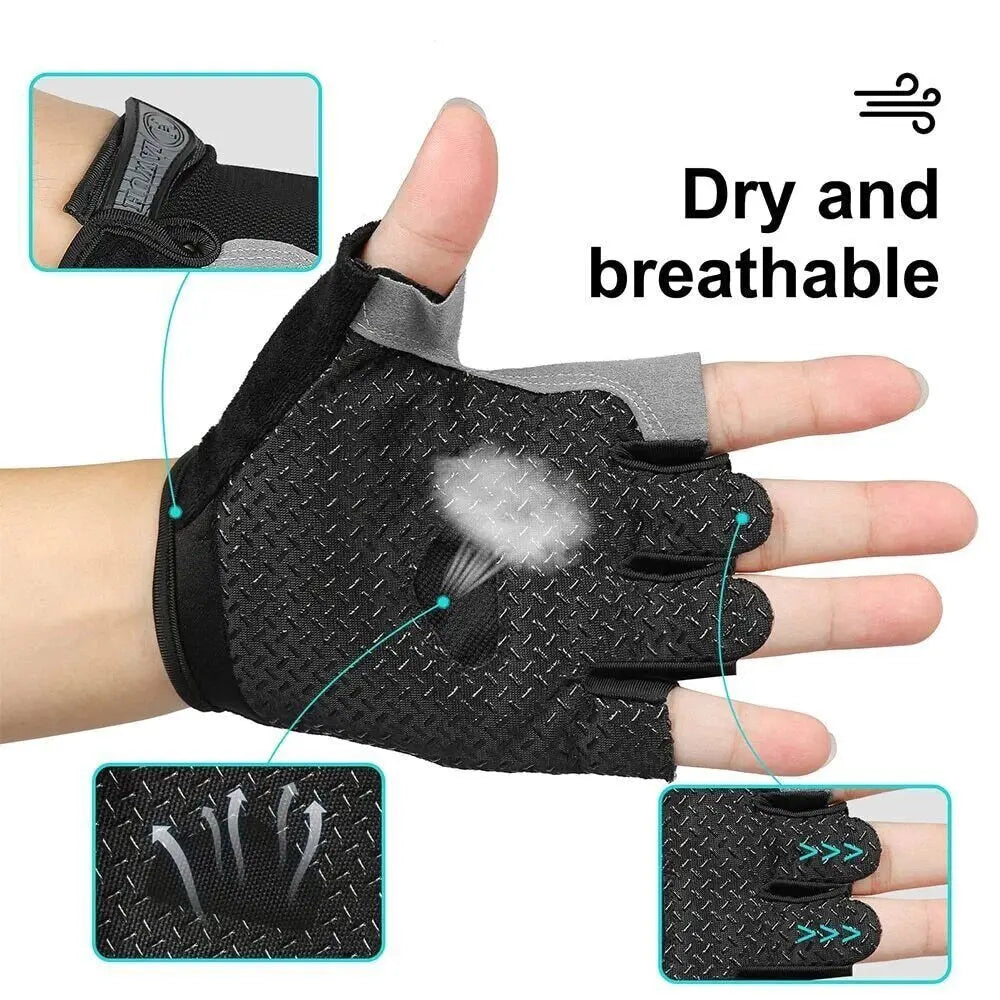 Unisex Half Finger Cycling Gym Gloves – Breathable Anti-Slip Cycling Sport Gloves SWANS
