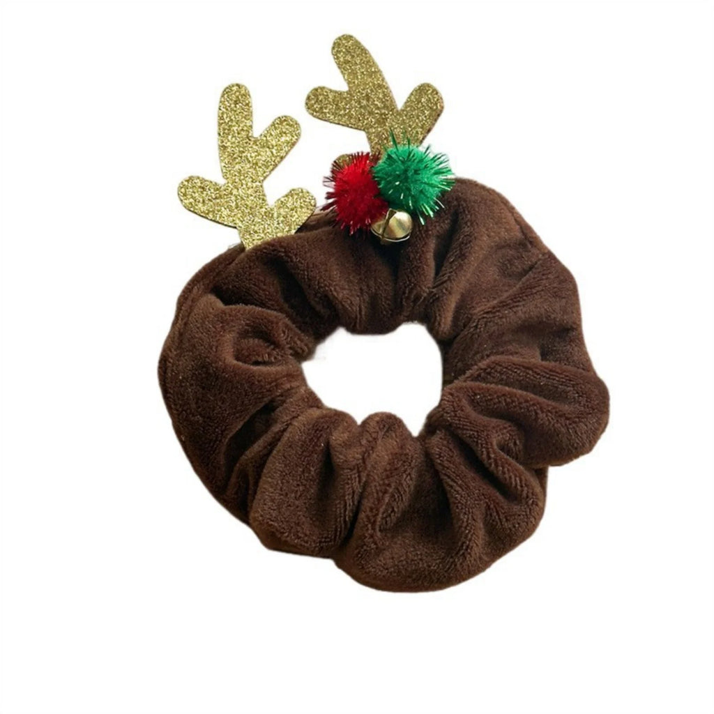 Christmas Velvet Scrunchie – Santa, Reindeer & Gift Design Velvet Hair Scrunchie SWANS