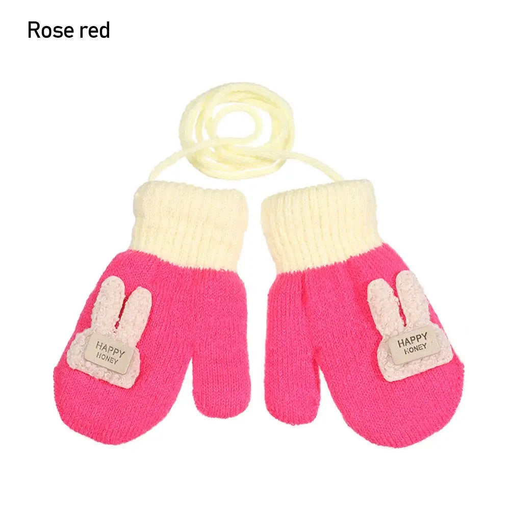 Kids Winter Knitted Mittens – Warm Toddler Gloves Ages 1–6 Kids Winter Mittens SWANS rose red