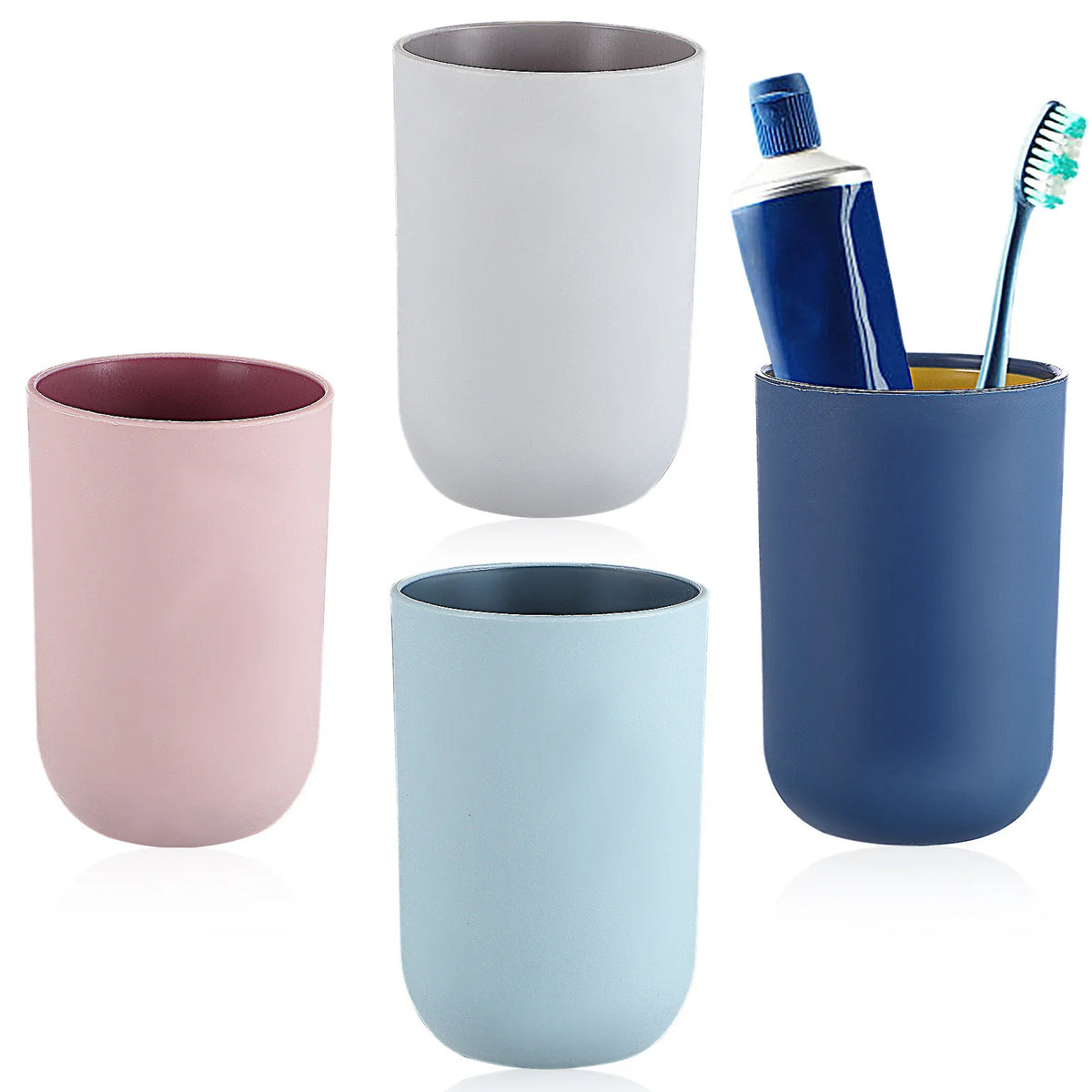 ROSENICE 4-Pack Plastic Bathroom Tumblers – Toothbrush Cups Bathroom Tumbler Set SWANS