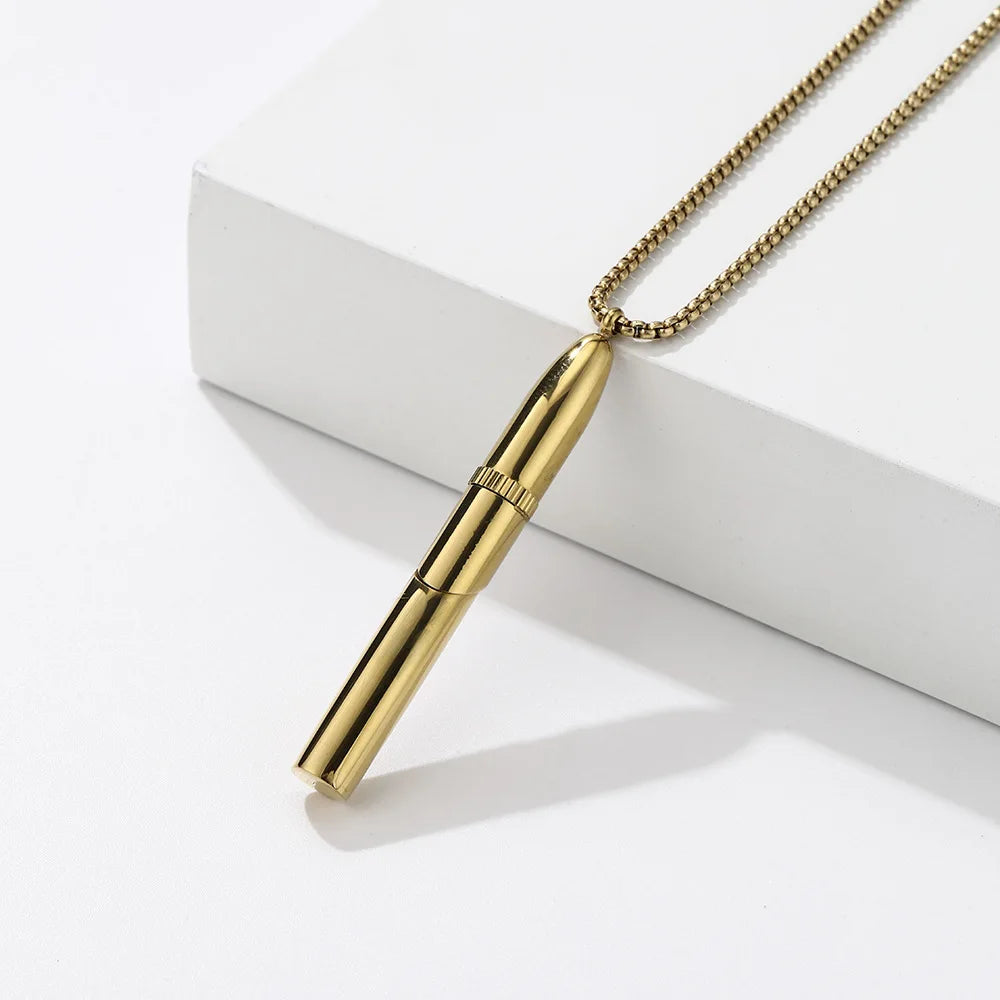 Rocket Perfume Bottle Necklace – Stainless Steel Aroma Pendant Aroma Pendant Necklace SWANS