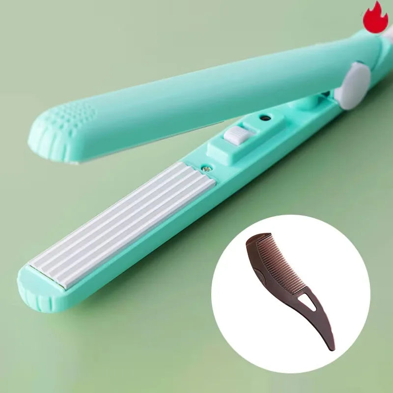 YIBER Mini Ceramic Wave Hair Curler & Straightener 3-in-1 Hair Curler & Straightener SWANS Blue Set AU