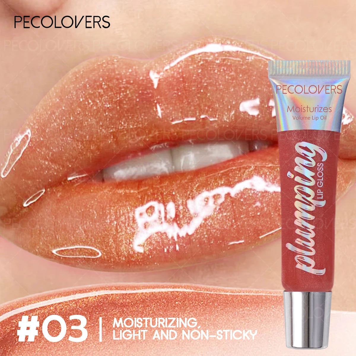 Waterproof Glitter Lip Oil – Clear Nourishing Lip Gloss Glitter Lip Gloss SWANS 03