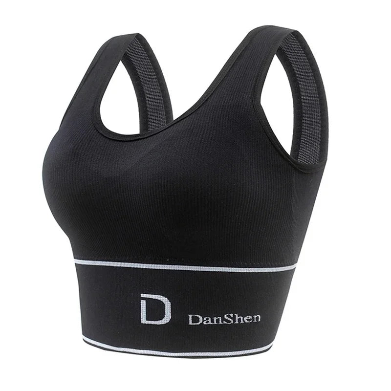 Women's Seamless Padded Sports Bra – Yoga Crop Top Vest Sports Bra Crop Top SWANS Black