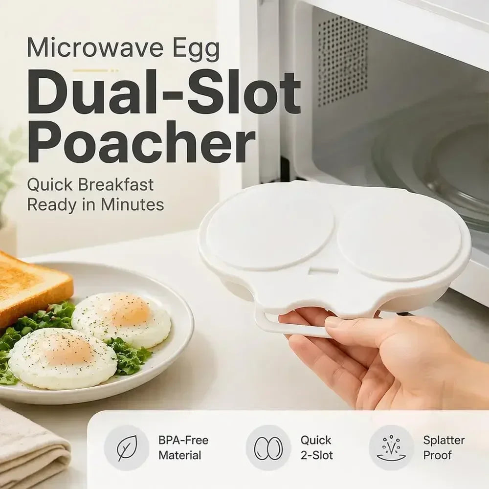 SWANS Microwave Egg Poacher – Dual Cavity Cooker with Lid Microwave Egg Poacher SWANS