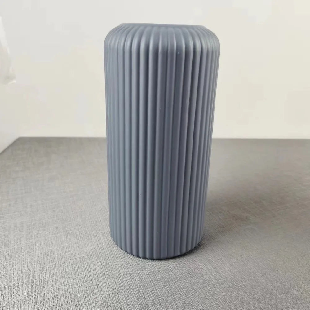 Striped Plastic Vase – Ceramic-Look Decorative Flower Vase Decorative Vase SWANS