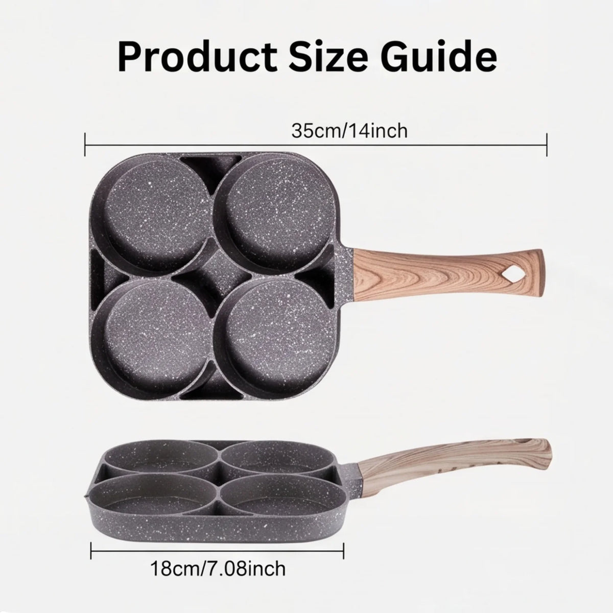 SWANS 4-Cup Nonstick Egg Frying Pan with Wood Handle Nonstick Egg Pan SWANS