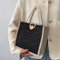 Linen Canvas Bucket Tote Bag – Chic Everyday Handbag Linen Tote Bag SWANS black