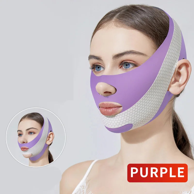 SWANS V-Shape Face Lifting Sleep Band – Jawline Contour Wrap Facial Contouring Wrap SWANS 1PC PURPLE S