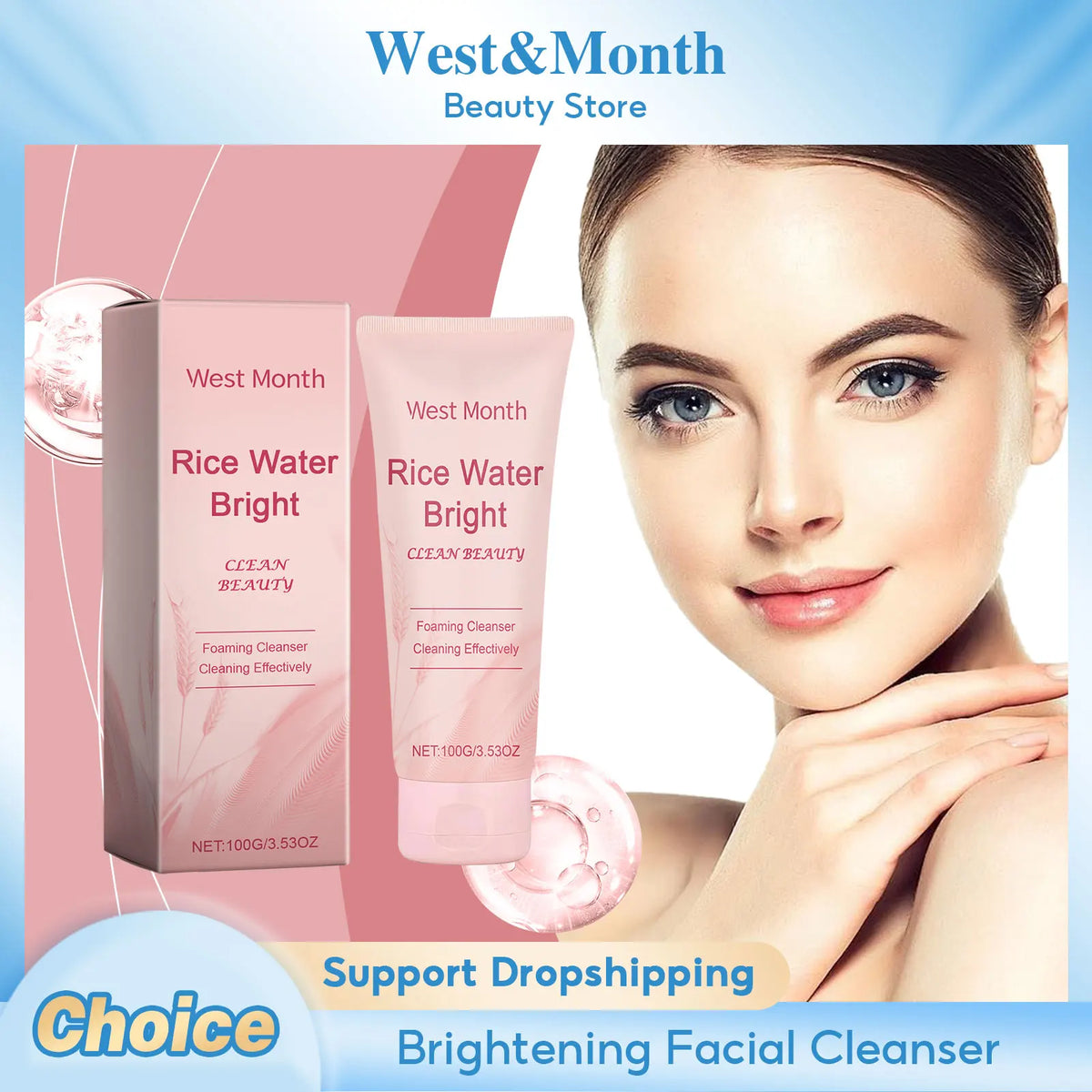 WEST MONTH Rice Water Foaming Face Cleanser 100g Foaming Face Cleanser SWANS