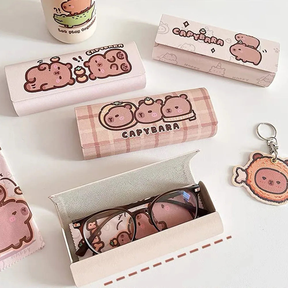Capybara Eyeglasses Case – PU Leather Hard Shell Glasses Box Eyeglasses Case SWANS