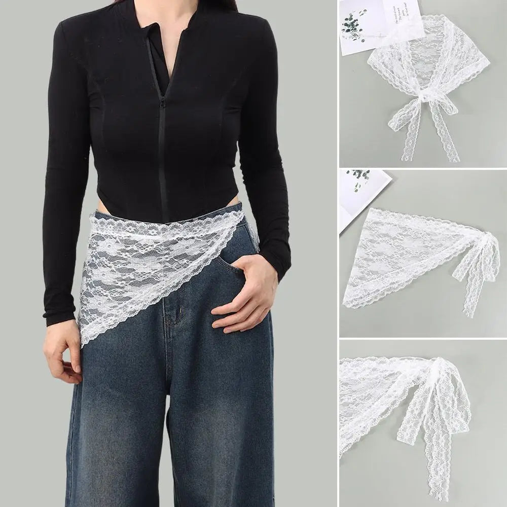 Lace-Up Mini Skirt Slim Fit Wrap – Harajuku Y2K Style Lace Mini Skirt SWANS