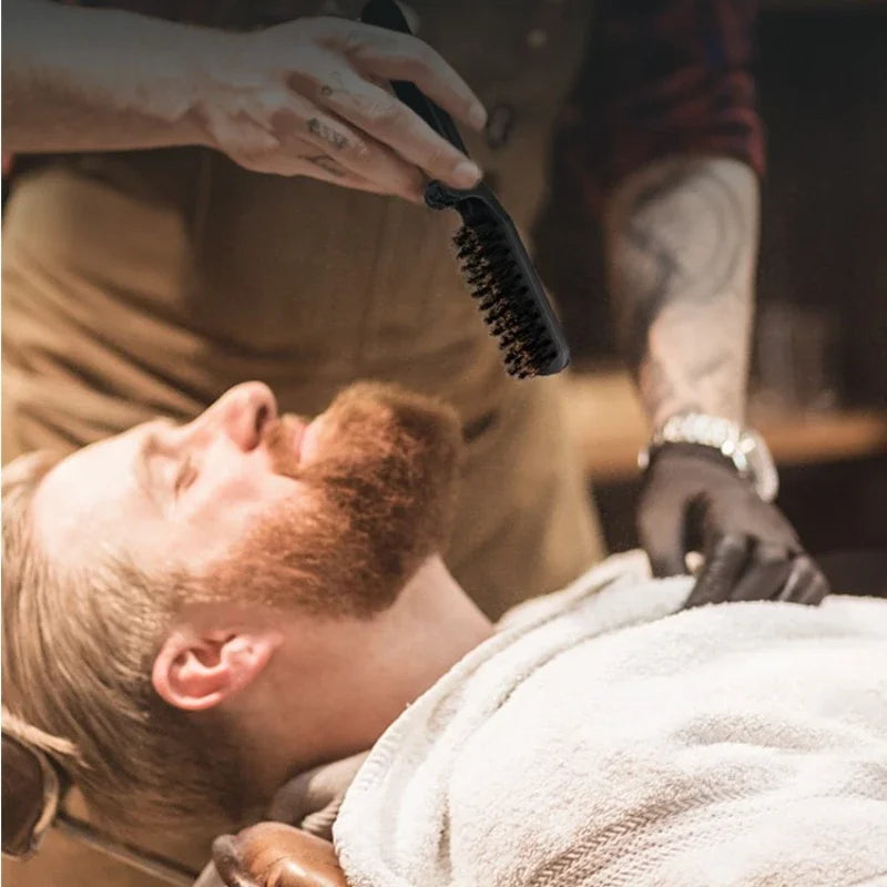 Men's Foldable Bristle Beard Brush & Wood Grooming Comb Beard Grooming Brush SWANS