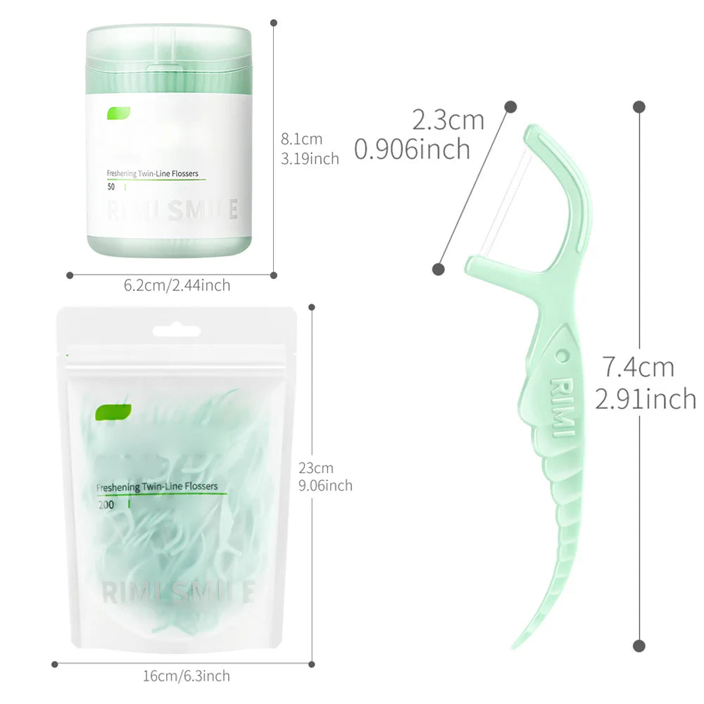 SWANS Mint Dental Floss Picks – Double Strand 50/200 Pack Dental Floss Picks SWANS