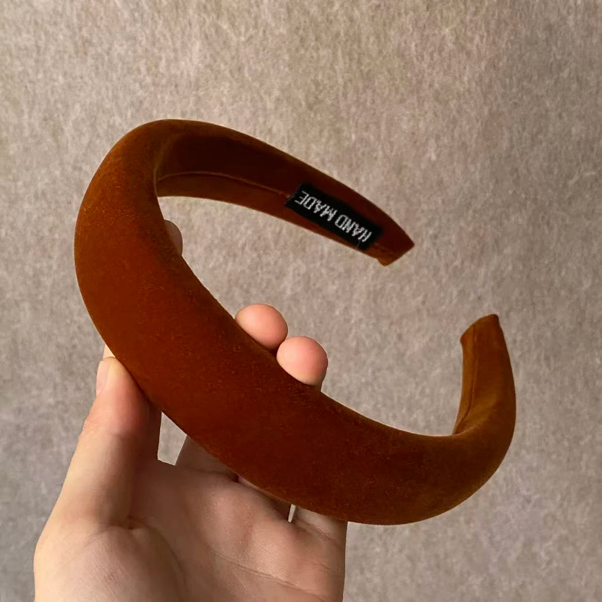 Brown Velvet Headband – Handmade Thick Padded Hair Hoop Velvet Hair Headband SWANS