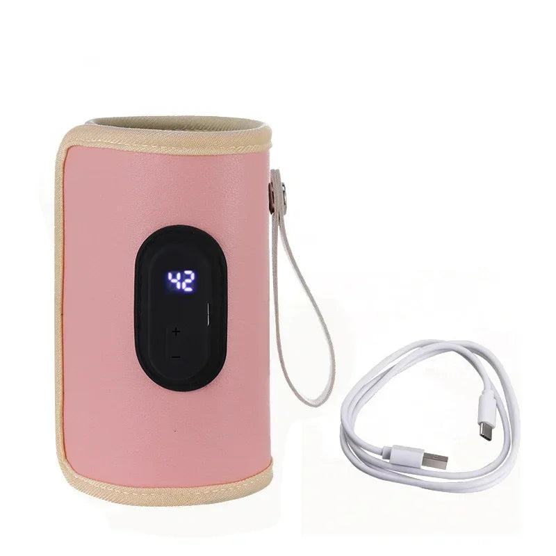 USB Baby Bottle Warmer Sleeve – Portable Travel Milk Heater Baby Bottle Warmer SWANS Pink