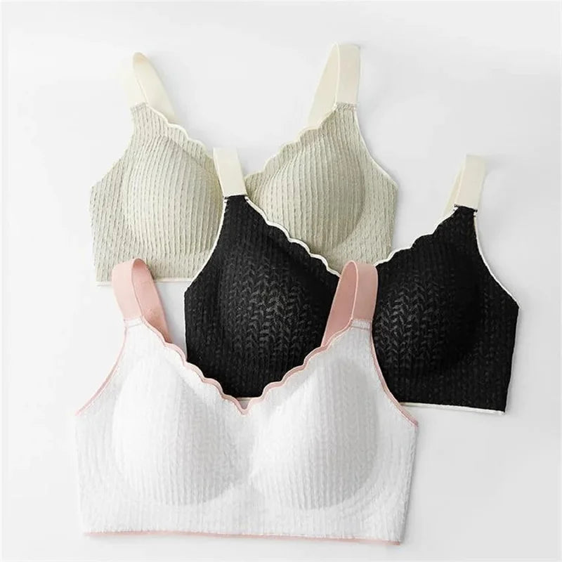 Women's Seamless Wire-Free Lace Shaping Bra – Soft & Breathable Seamless Wireless Bra SWANS