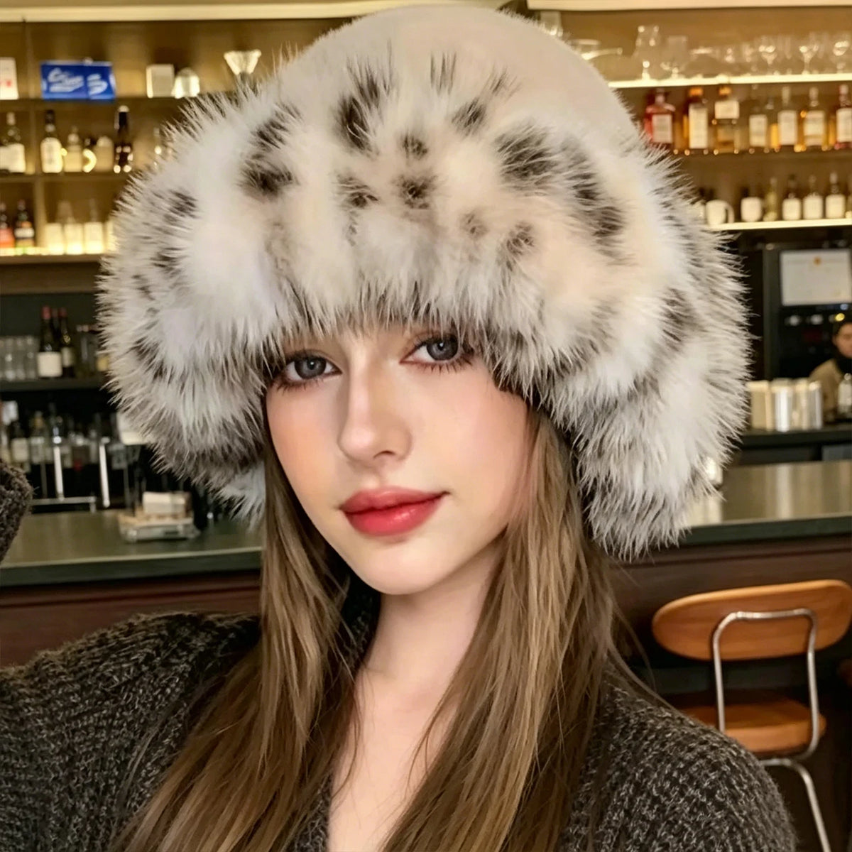 Women's Winter Plush Bucket Hat – Warm Fluffy Knit Beanie Winter Knit Hat SWANS