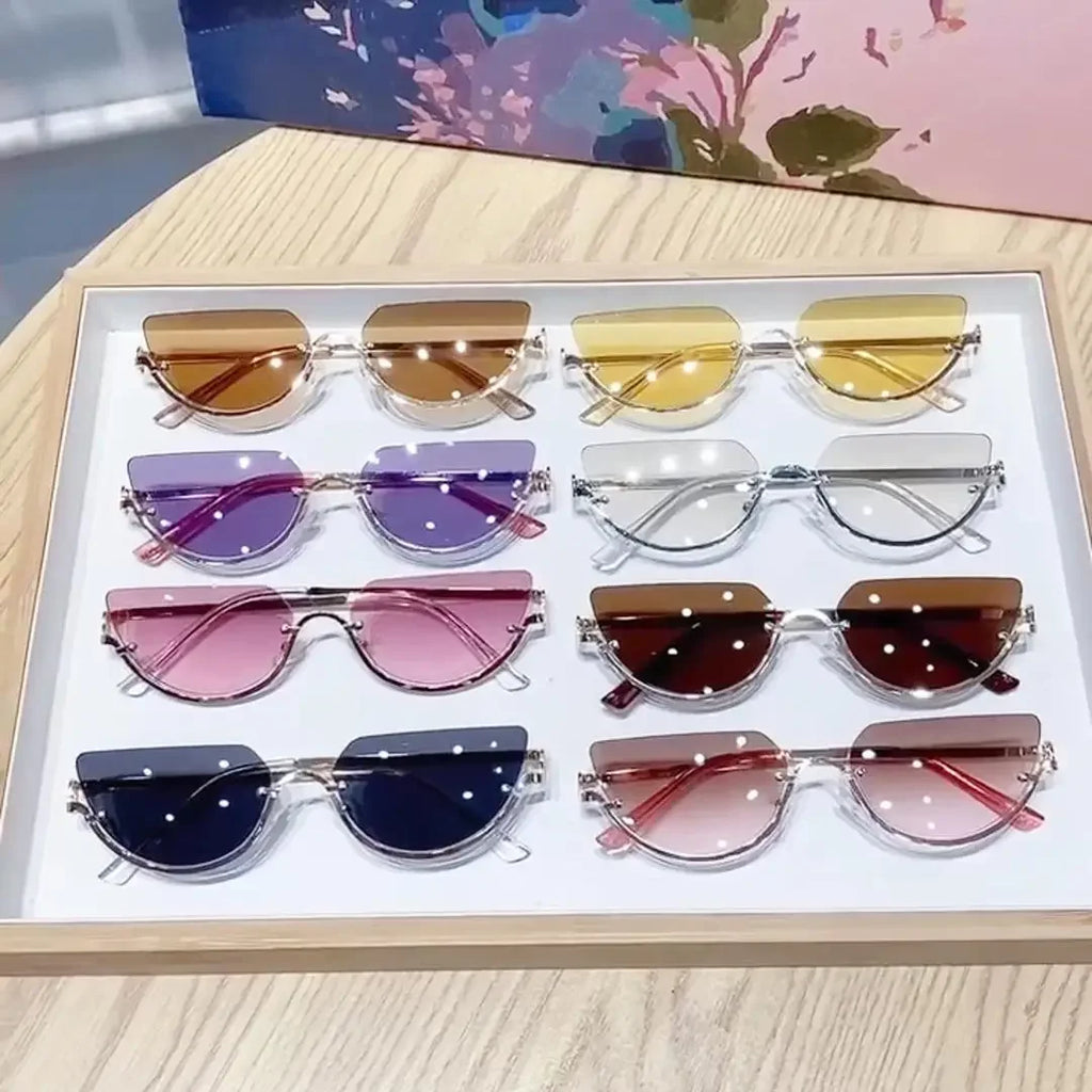 TOYEARN Cat Eye Sunglasses Women – Vintage UV400 Half Frame Cat Eye Sunglasses SWANS