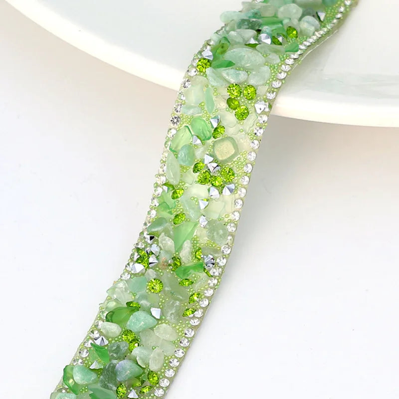 Self-Adhesive Rhinestone Ribbon Tape Glitter Trim Strip 1 Yard Rhinestone Trim Tape SWANS Light Green 3cm