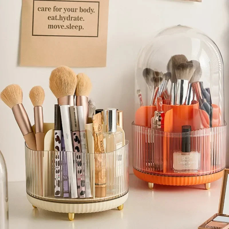 360 Rotating Makeup Brush Holder with Lid – Vanity Organizer Makeup Organizer SWANS