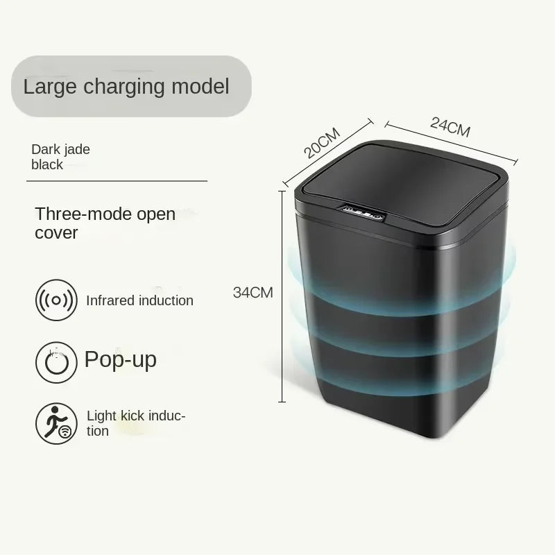 SWANS 12L Smart Sensor Trash Can – Auto Lid Kitchen Bin Smart Sensor Bin SWANS charge-kick black 12L