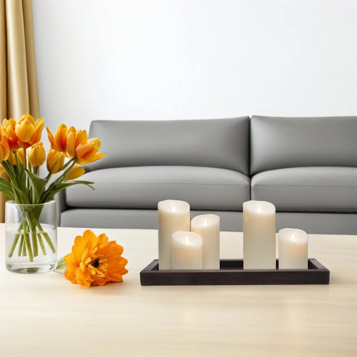 Wooden Long Narrow Rustic Tray – Farmhouse Coffee Table Decor Decorative Wood Tray SWANS