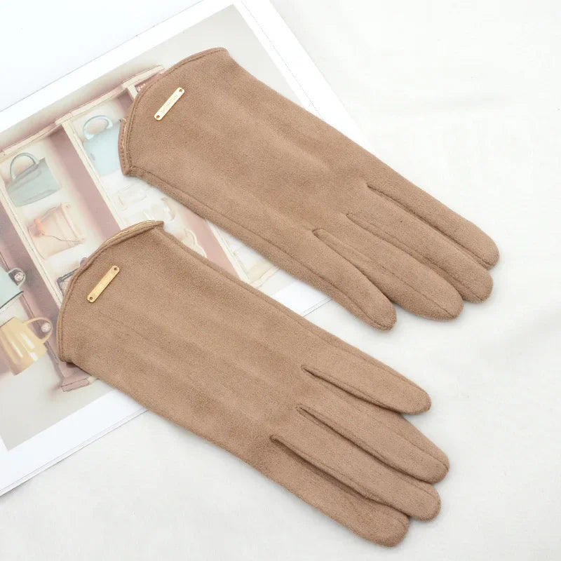 Women's Touchscreen Winter Gloves – Suede Windproof Warm Winter Gloves SWANS Khaki One Size