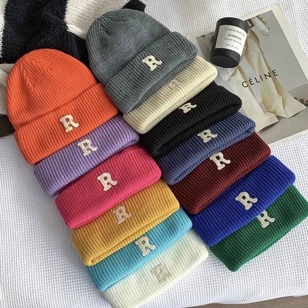 Letter Embroidery Fleece Knitted Beanie Hat – Women & Girls Knitted Beanie Hat SWANS