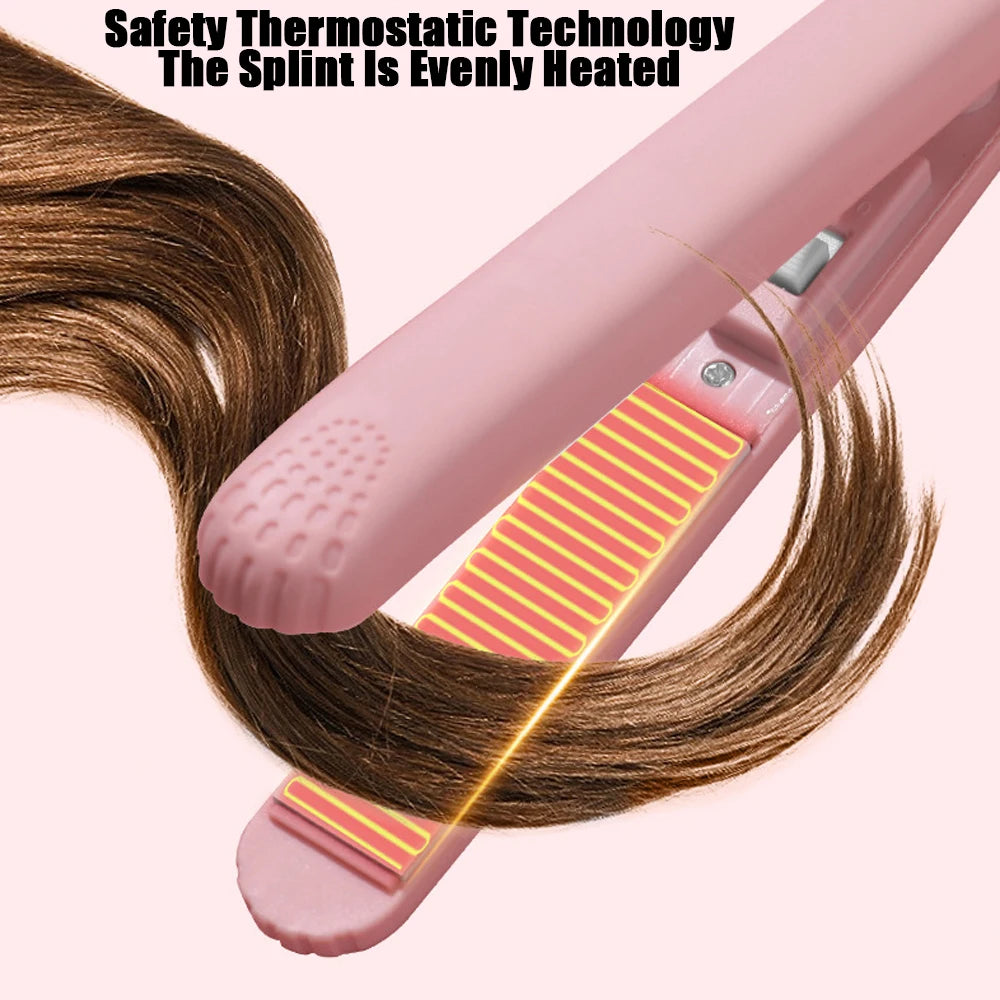 YIBER Mini Ceramic Flat Iron – 2-in-1 Hair Straightener & Curler Ceramic Flat Iron SWANS